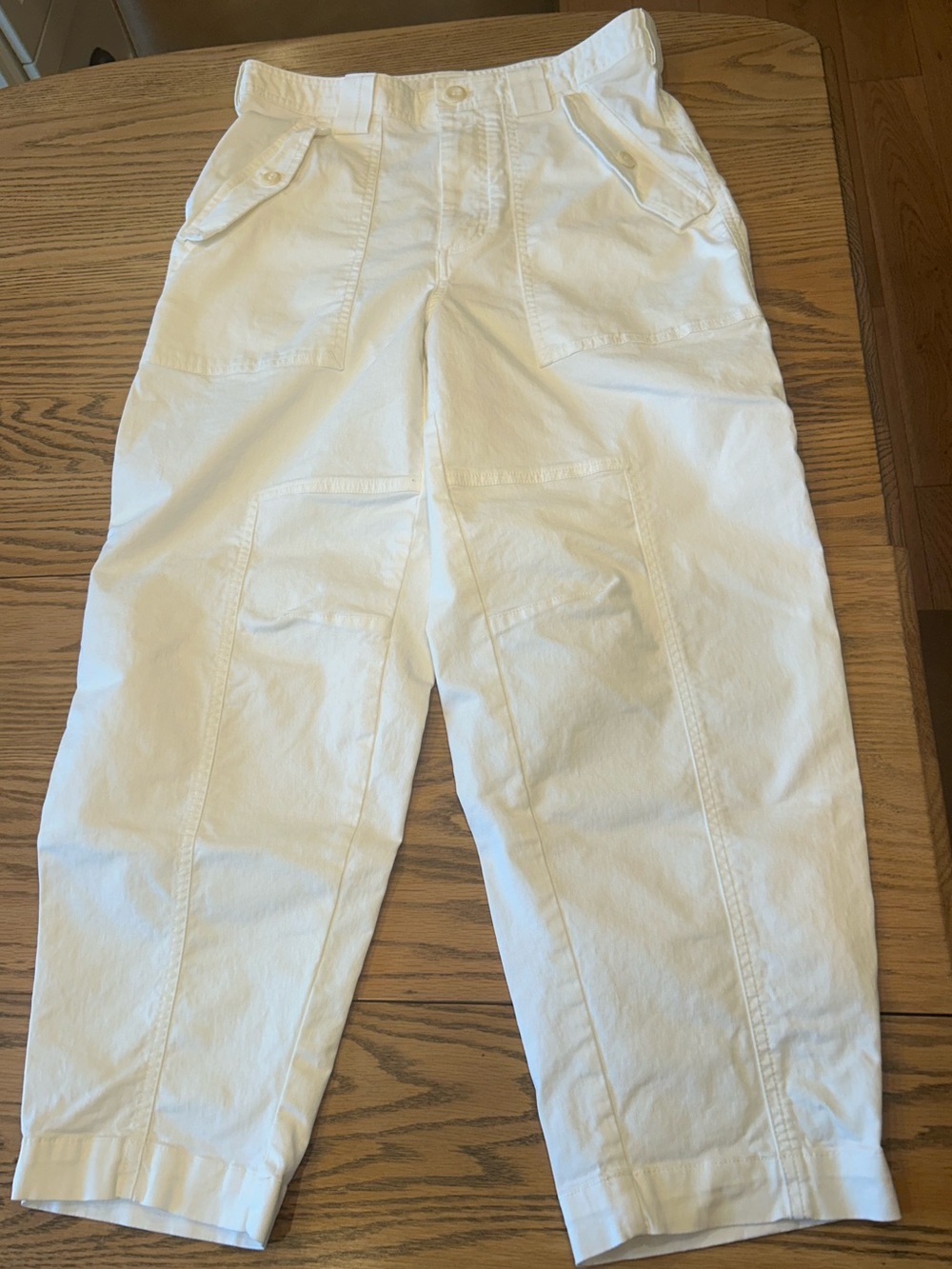 Banana Republic Barrel Pants White Women's Size 6 Utility Cargo Ankle
